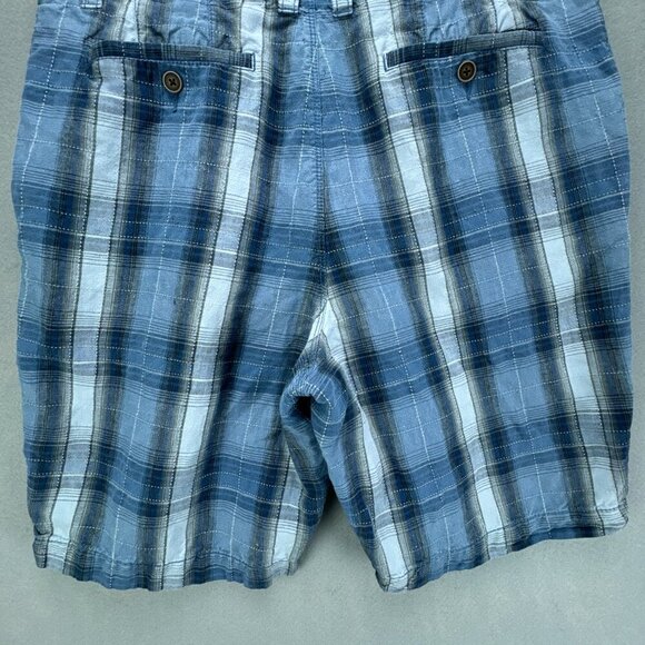Tommy‎ Bahama Shorts Mens 36 Blue Plaid Chinos Linen Silk Blend 10" Inseam - Picture 6 of 11